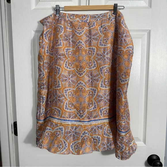 Sigrid Olsen 18W 100% silk skirt, spring colors, fully lined, side zip/button - Picture 1 of 11